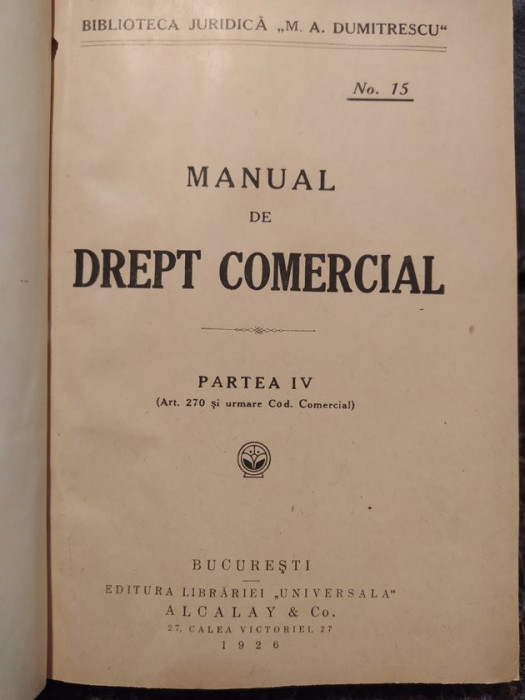 Dumitrescu - Manual de drept comercial, partea IV