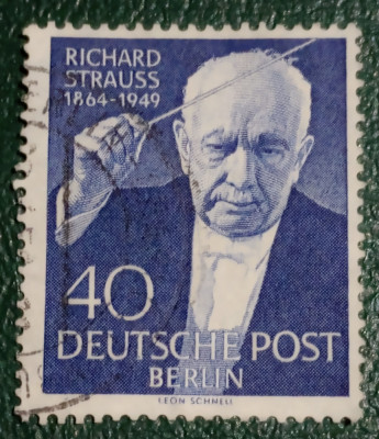 Berlin 1954 muzica, R.Strauss compozitor , dirijor serie 1v stampilata foto