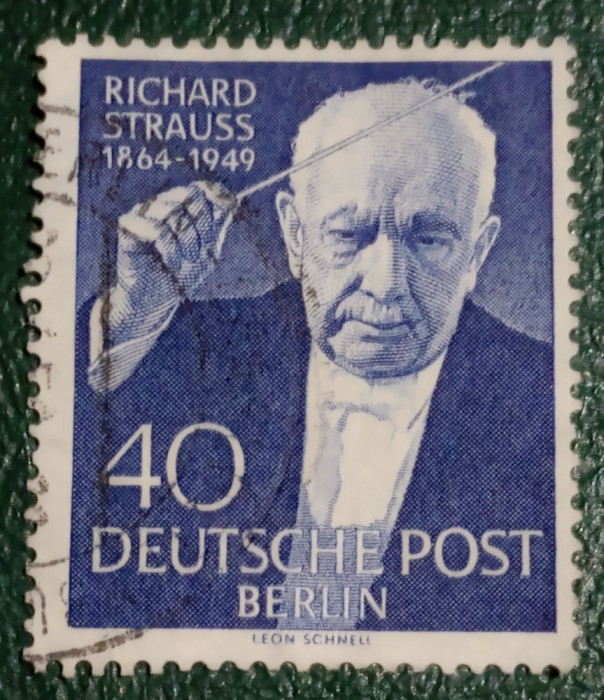 Berlin 1954 muzica, R.Strauss compozitor , dirijor serie 1v stampilata