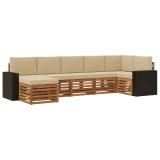 vidaXL Set canapea sectională cu pernă 7 pcs Natural și Bej 3384634