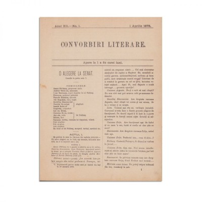 Convorbiri Literare, anul XII, 12 numere, 1 aprilie 1878 - 1 martie 1879, cu Pajul Cupidon...&amp;rdquo;, &amp;bdquo;O, răm&amp;acirc;i.&amp;rdquo; și &amp;bdquo;Pe aceeași ulicioară...&amp;rdquo; de M. Eminesc foto