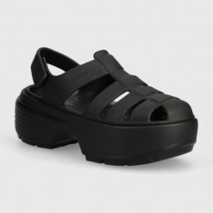 Crocs sandale Stomp Fisherman Sandal femei, culoarea negru, cu platforma, 209938