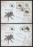 2010 Romania - 2 FDC Tarantule (varietati cu stampila folio argintiu), LP 1856