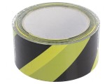 Bandă avertizare galbena-neagra autoadeziv 33m x 50mm