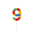 Lumanare aniversara model cifra, multicolor, 10.5 cm-Tip Cifra 9