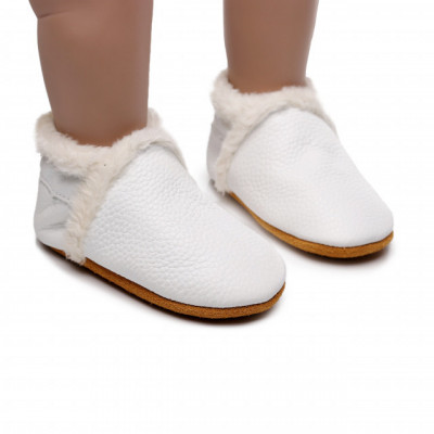 Pantofiori albi imblaniti pentru fetite - Lulu (Marime Disponibila: 6-9 luni foto
