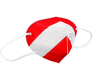 Masca Rosu/alb FFP2, model &amp;nbsp;AD-1001, 5 straturi, Conforma cu CE, ambalata individual foto