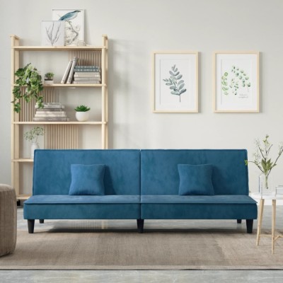 vidaXL Canapea extensibilă, albastru, catifea foto