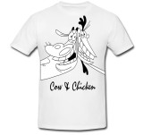 Cumpara ieftin Tricou &quot; Cow and Chicken alb-negru &quot;