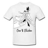 Tricou &quot; Cow and Chicken alb-negru &quot;