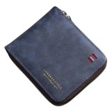 Portofel Barbati Piele Naturala Retro Fermoar, Albastru Inchis, Elegant, Slim