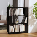 Bibliotecă/Separator cameră, negru, 80x25x101 cm lemn masiv pin, vidaXL