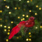 Ornament de Crăciun &ndash; pasăre cu sclipici &ndash; cu clemă &ndash; roșie &ndash; 2 buc/pachet