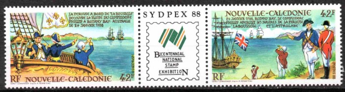 NOUA CALEDONIE 1988, Expozitie Filatelica, Corabii, serie neuzată, MNH