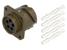 Conector militar dimensiune 18 soclu mamă PIN 5 oliv