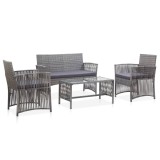 Set mobilier de gradina cu perne, 4 piese, antracit, poliratan GartenMobel Dekor, vidaXL