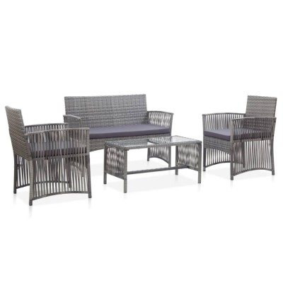 vidaXL Set mobilier de grădină cu perne, 4 piese, antracit, poliratan 46437 foto