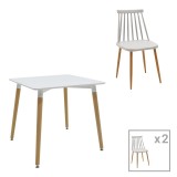 Cumpara ieftin Set 3 mese Aurora-Natali, Pako World, Alb-Gri-Natural, 80x80x76 cm