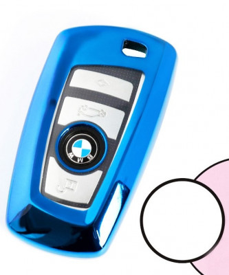 Husa Cheie Smartkey BMW 3/4 Butoane Albastra TPU+PC BMW Seria F AutoProtect KeyCars foto