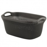 Coș rufe, impletit, Curver Knit 40L, Maro, 60x27x39 cm