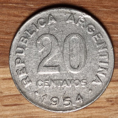 Argentina - moneda de colectie - 20 centavos 1954 - serie ceva mai rara