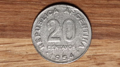 Argentina - moneda de colectie - 20 centavos 1954 - serie ceva mai rara foto