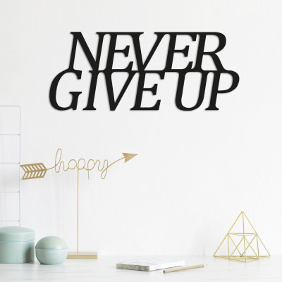 Decoratiune de perete Metal Never Gıve Up-metal, Cupru, 20x1x50 cm foto