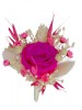 Floare de piept personalizabila, Cocarda, Mini roza criogenata si Plante naturale uscate (Roz Alb), Eventissimi®