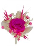 Floare de piept personalizabila, Cocarda, Mini roza criogenata si Plante naturale uscate (Roz Alb), Eventissimi&reg;
