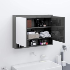 vidaXL Dulap de baie cu oglindă, gri strălucitor, 80x15x60 cm, MDF 331533