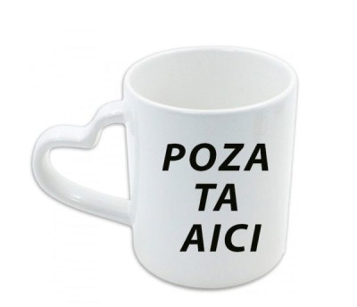 Cana personalizata toarta inima, alba, cu poze si mesaj foto