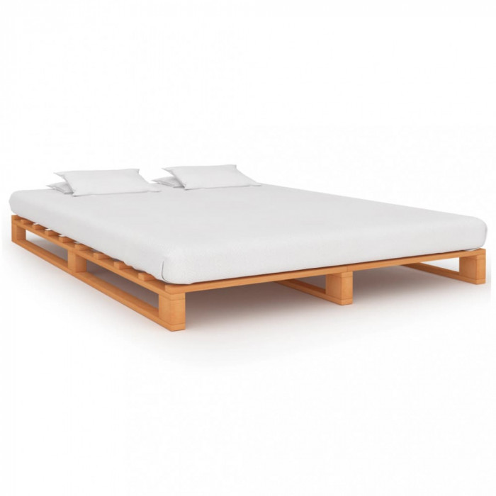 vidaXL Cadru de pat din paleți, maro, 140x200 cm, lemn masiv de pin