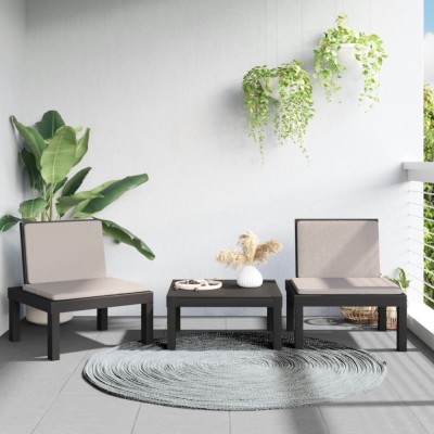 vidaXL Set mobilier de grădină cu perne, 3 piese, antracit, PP 3203731 foto