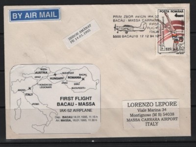 ROMANIA 1994 - AVIATIE. PRIM ZBOR AVION IAK-52. PLIC OCAZIONAL, Z82 foto