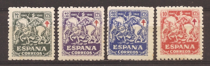 Spania 1945 - Lupta &icirc;mpotriva tuberculozei, serie completa, MNH