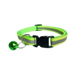 Zgarda reflectorizanta pentru caini si pisici, cu clopotel, reglabil 21-33 cm, verde, Oem