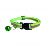 Zgarda reflectorizanta pentru caini si pisici, cu clopotel, reglabil 21-33 cm, verde