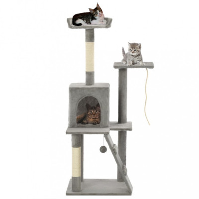 vidaXL Ansamblu pisici, st&amp;acirc;lpi cu funie de sisal, 120 cm, gri foto