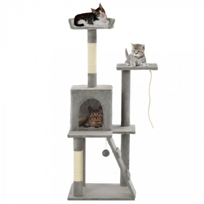 Ansamblu pisici, stalpi cu funie de sisal, 120 cm, gri GartenMobel Dekor
