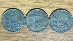 Olanda ocupatie Germania nazista WW2 -moneda 1 cent 1941 / 1942 /1943 zinc- pret per bucata - impecabil !