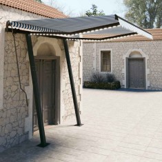vidaXL Copertină retractabilă manual cu LED, albastru &amp; alb 3,5x2,5 m