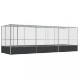 Voliera de pasari cu extensie, argintiu, 625x207x212 cm, otel