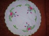Fata de Masa Rotunda Brodata Verde Rosu 38cm, Broderie Veche Cusuta, Centru Masa