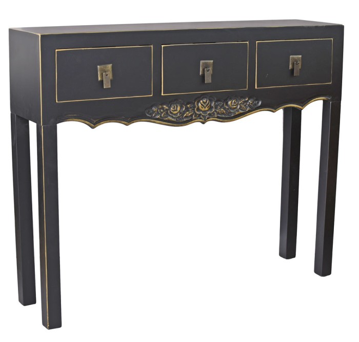 Consola exotica neagra cu trei sertare MYA049