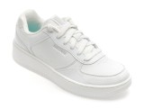 Pantofi sport SKECHERS albi, SPORT COURT 2.0, din piele ecologica