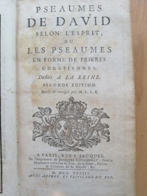 Pseaumes de David selon l&amp;#039;Esprit ... - VASSOULT (Abb&amp;eacute; J.-B.) Paris, 1733. foto