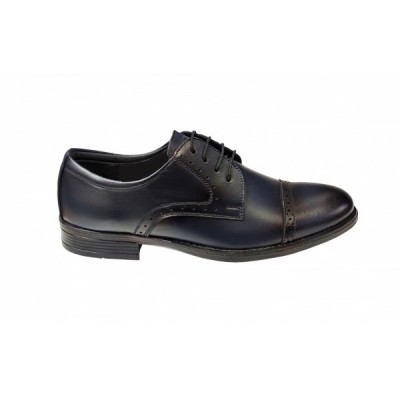 Pantofi barbati casual din piele naturala bleumarin - 101TGBL foto