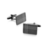 Butoni camasa, BN021, model dreptunghiular, Negru/Argintiu