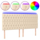 Cumpara ieftin Tablie de pat cu LED, crem, 200x7x118/128 cm, textil