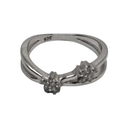 Inel argint 925, floricele cu zirconii m 48 foto